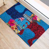 Tuvalu Independence Day Rubber Doormat 1st October 46th Anniversary Polynesian Jungle Flower LT03 - Polynesian Pride