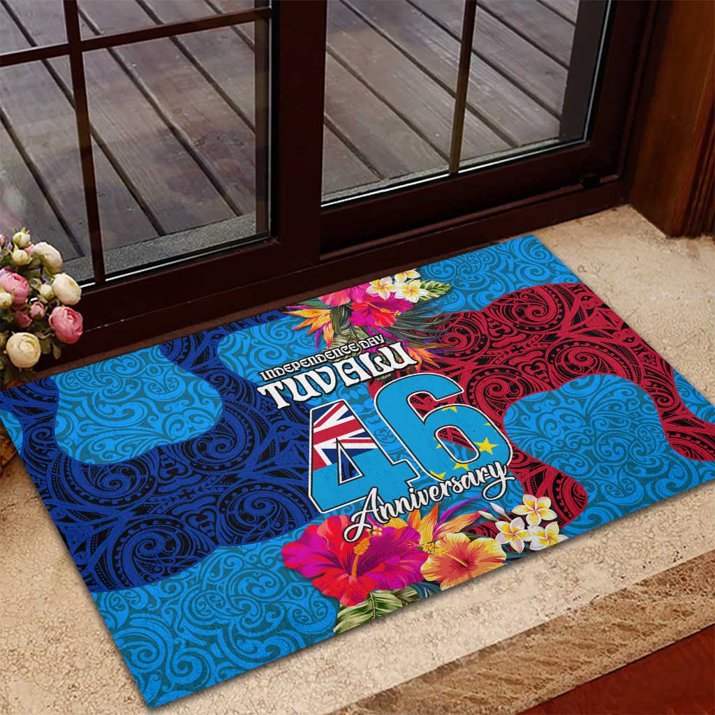 Tuvalu Independence Day Rubber Doormat 1st October 46th Anniversary Polynesian Jungle Flower LT03 - Polynesian Pride