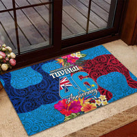 Tuvalu Independence Day Rubber Doormat 1st October 46th Anniversary Polynesian Jungle Flower LT03 - Polynesian Pride