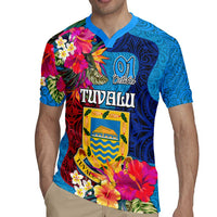 Tuvalu Independence Day Rugby Jersey 1st October 46th Anniversary Polynesian Jungle Flower LT03 - Polynesian Pride