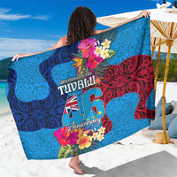 Tuvalu Independence Day Sarong 1st October 46th Anniversary Polynesian Jungle Flower LT03 One Size 44 x 66 inches Blue - Polynesian Pride