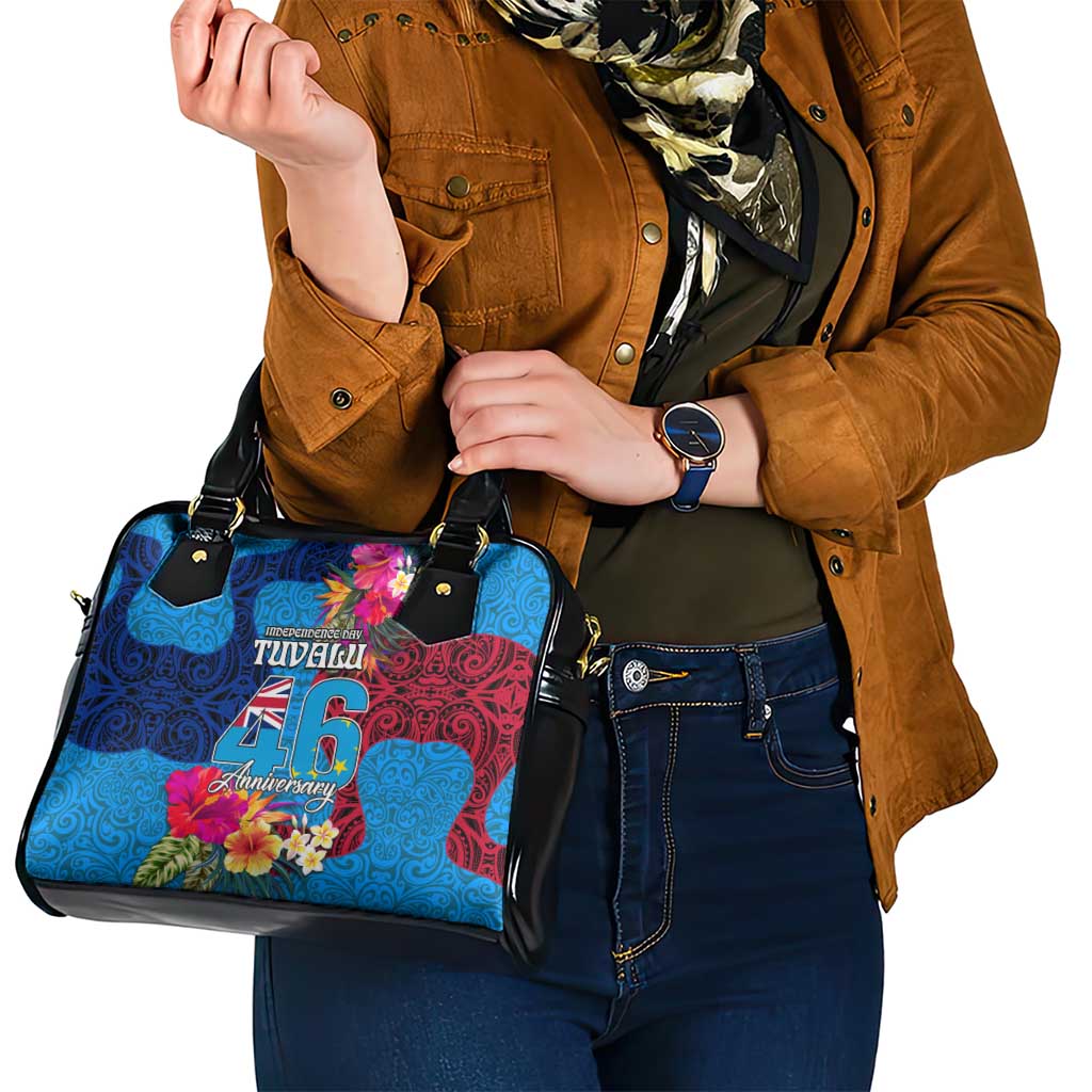 Tuvalu Independence Day Shoulder Handbag 1st October 46th Anniversary Polynesian Jungle Flower LT03 - Polynesian Pride