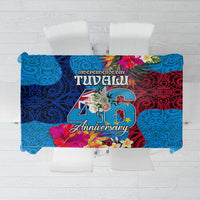 Tuvalu Independence Day Tablecloth 1st October 46th Anniversary Polynesian Jungle Flower LT03 Blue - Polynesian Pride