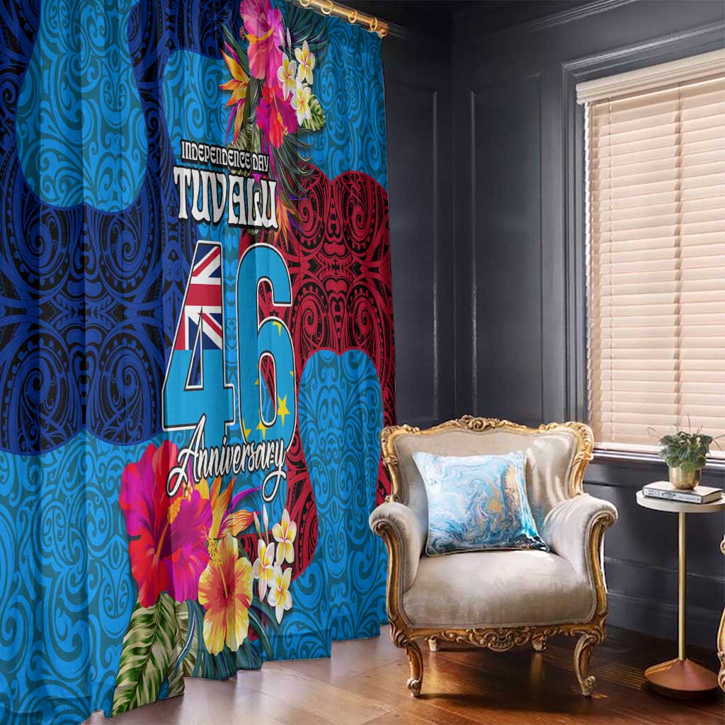 Tuvalu Independence Day Window Curtain 1st October 46th Anniversary Polynesian Jungle Flower LT03 - Polynesian Pride