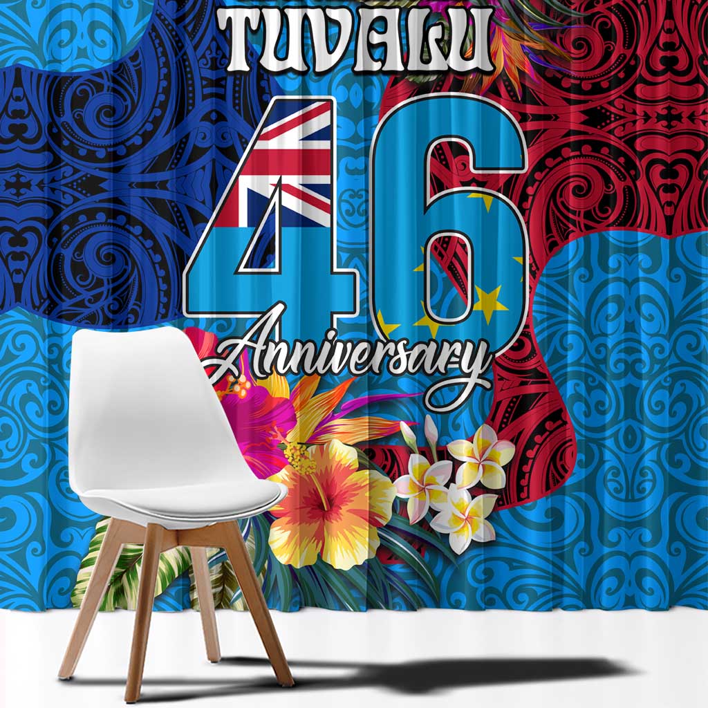 Tuvalu Independence Day Window Curtain 1st October 46th Anniversary Polynesian Jungle Flower LT03 - Polynesian Pride