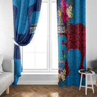 Tuvalu Independence Day Window Curtain 1st October 46th Anniversary Polynesian Jungle Flower LT03 - Polynesian Pride
