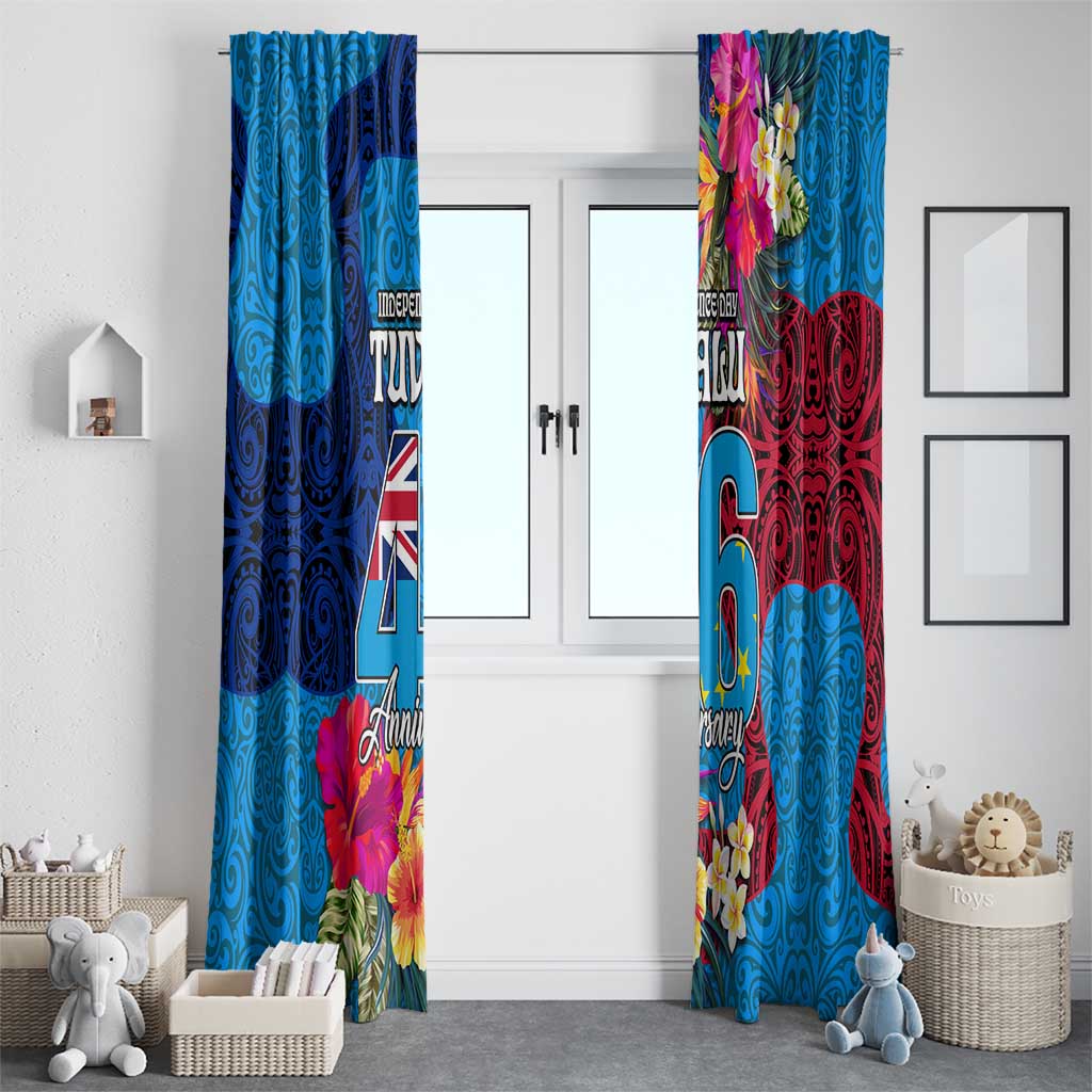 Tuvalu Independence Day Window Curtain 1st October 46th Anniversary Polynesian Jungle Flower LT03 - Polynesian Pride