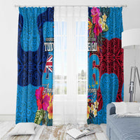 Tuvalu Independence Day Window Curtain 1st October 46th Anniversary Polynesian Jungle Flower LT03 - Polynesian Pride