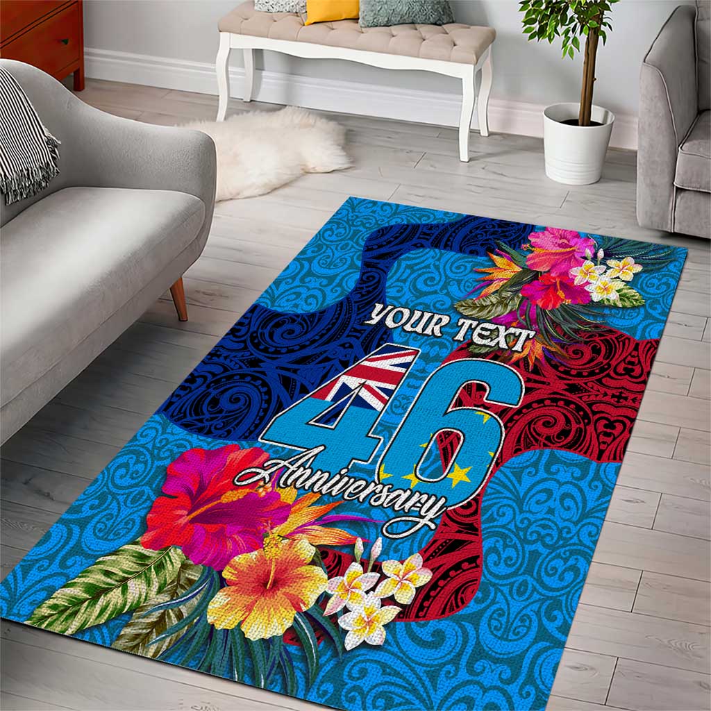 Personalised Tuvalu Independence Day Area Rug 1st October 46th Anniversary Polynesian Jungle Flower LT03 - Polynesian Pride