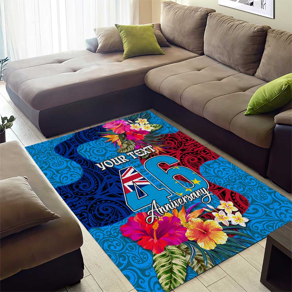 Personalised Tuvalu Independence Day Area Rug 1st October 46th Anniversary Polynesian Jungle Flower LT03 - Polynesian Pride