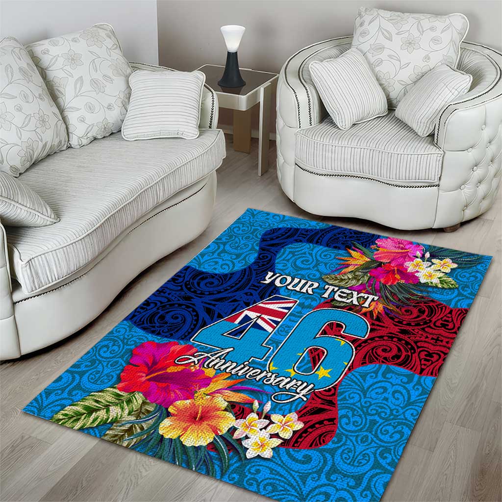 Personalised Tuvalu Independence Day Area Rug 1st October 46th Anniversary Polynesian Jungle Flower LT03 - Polynesian Pride