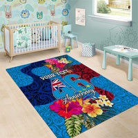 Personalised Tuvalu Independence Day Area Rug 1st October 46th Anniversary Polynesian Jungle Flower LT03 - Polynesian Pride