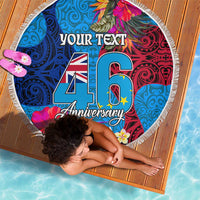 Personalised Tuvalu Independence Day Beach Blanket 1st October 46th Anniversary Polynesian Jungle Flower LT03 - Polynesian Pride