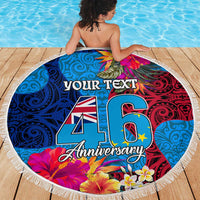 Personalised Tuvalu Independence Day Beach Blanket 1st October 46th Anniversary Polynesian Jungle Flower LT03 - Polynesian Pride