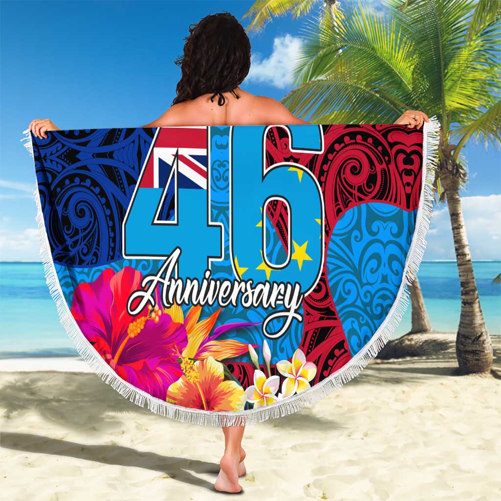 Personalised Tuvalu Independence Day Beach Blanket 1st October 46th Anniversary Polynesian Jungle Flower LT03 - Polynesian Pride