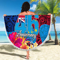 Personalised Tuvalu Independence Day Beach Blanket 1st October 46th Anniversary Polynesian Jungle Flower LT03 - Polynesian Pride