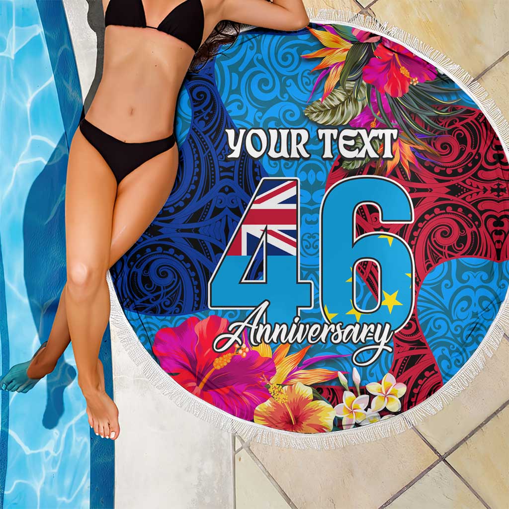 Personalised Tuvalu Independence Day Beach Blanket 1st October 46th Anniversary Polynesian Jungle Flower LT03 - Polynesian Pride