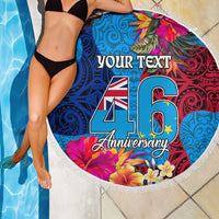 Personalised Tuvalu Independence Day Beach Blanket 1st October 46th Anniversary Polynesian Jungle Flower LT03 - Polynesian Pride