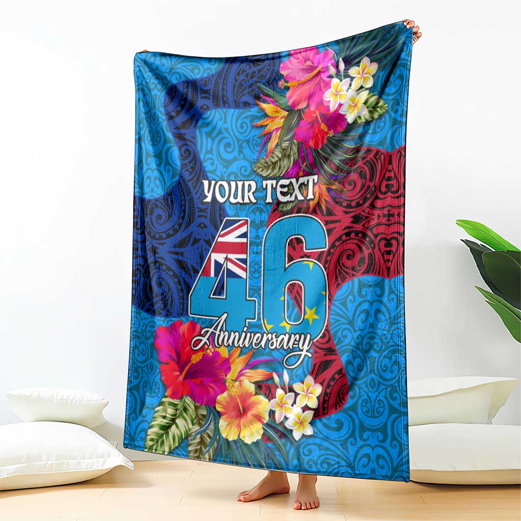 Personalised Tuvalu Independence Day Blanket 1st October 46th Anniversary Polynesian Jungle Flower LT03 - Polynesian Pride