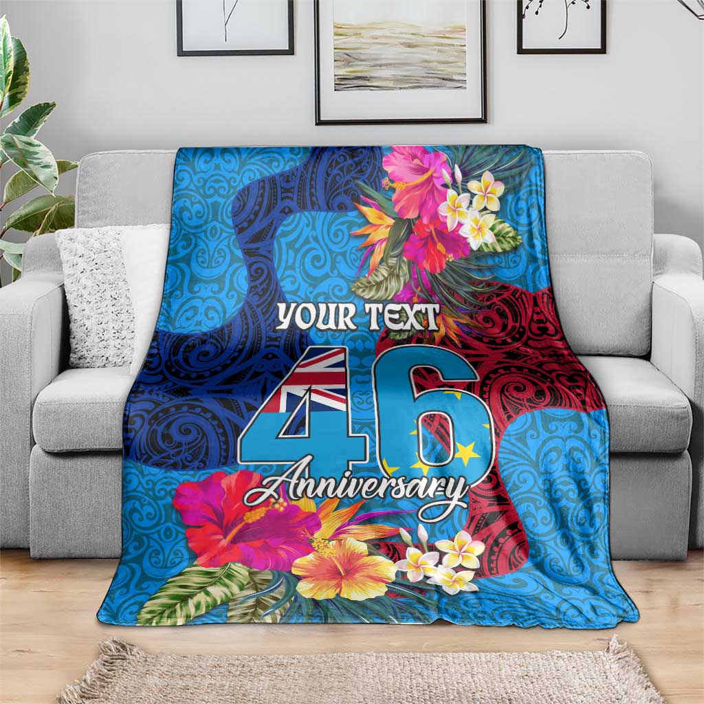 Personalised Tuvalu Independence Day Blanket 1st October 46th Anniversary Polynesian Jungle Flower LT03 - Polynesian Pride