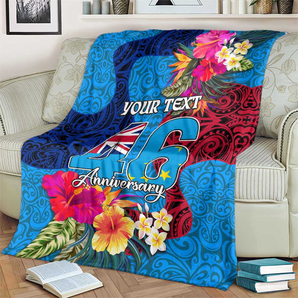 Personalised Tuvalu Independence Day Blanket 1st October 46th Anniversary Polynesian Jungle Flower LT03 - Polynesian Pride