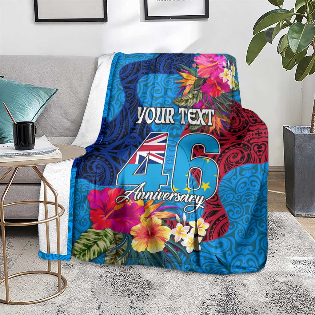 Personalised Tuvalu Independence Day Blanket 1st October 46th Anniversary Polynesian Jungle Flower LT03 - Polynesian Pride