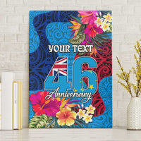 Personalised Tuvalu Independence Day Canvas Wall Art 1st October 46th Anniversary Polynesian Jungle Flower LT03 Without Frame Blue - Polynesian Pride