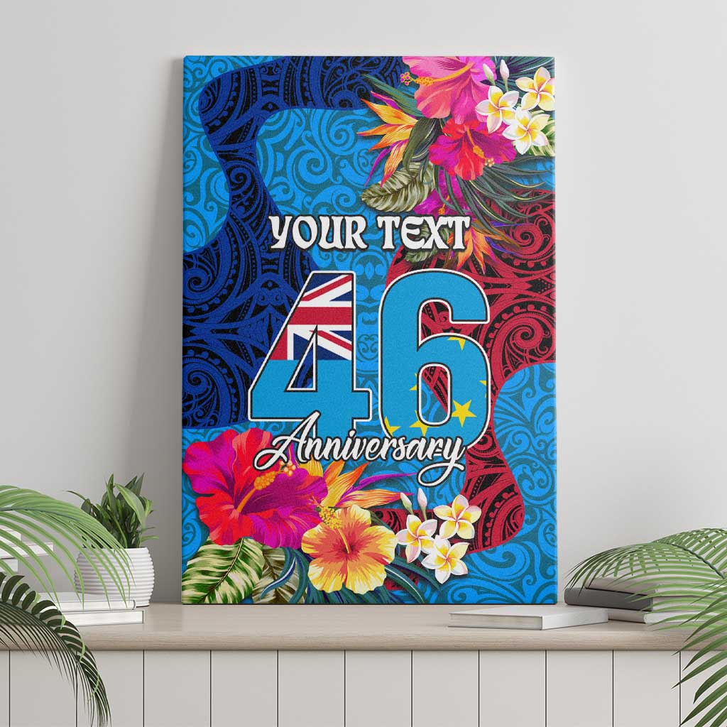 Personalised Tuvalu Independence Day Canvas Wall Art 1st October 46th Anniversary Polynesian Jungle Flower LT03 - Polynesian Pride