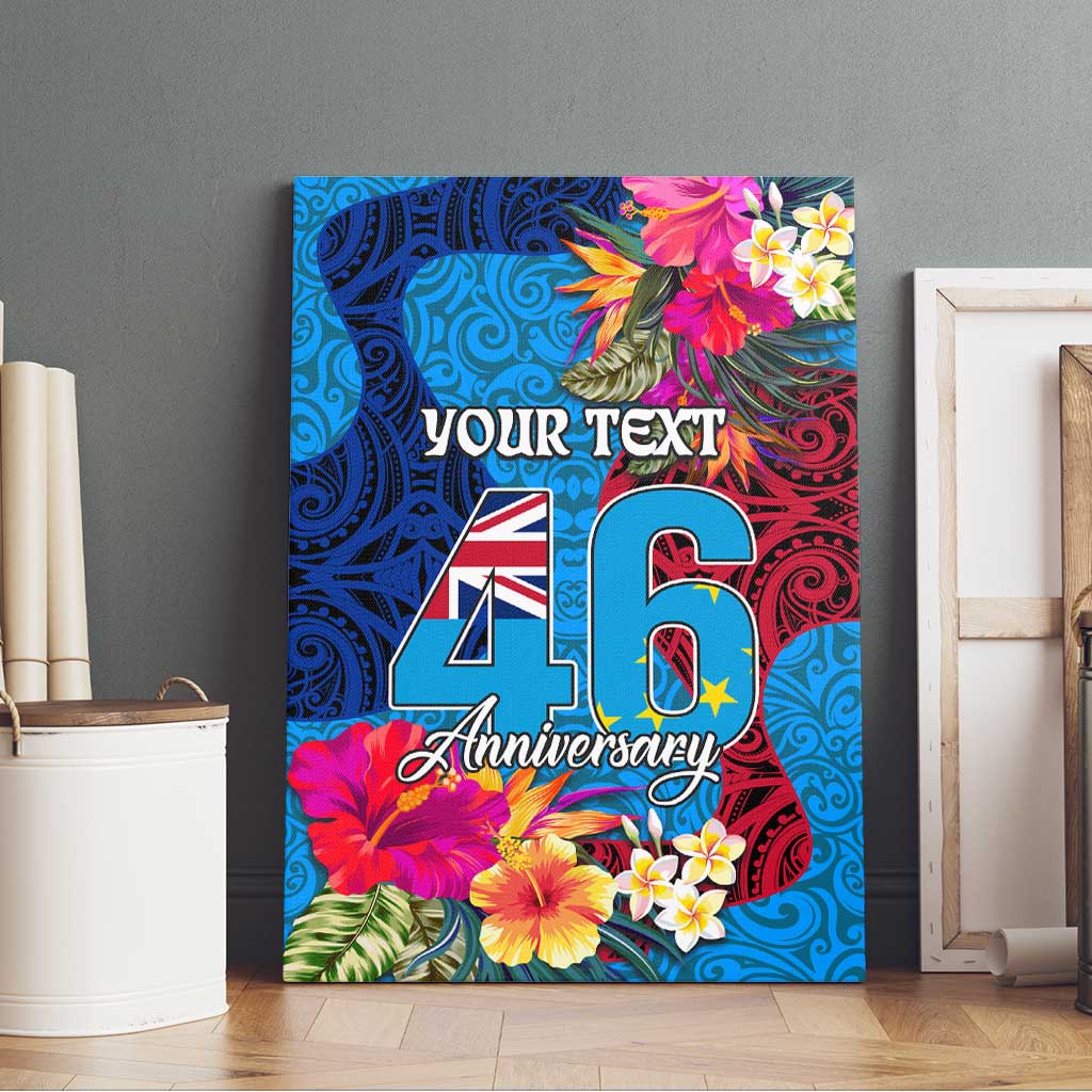 Personalised Tuvalu Independence Day Canvas Wall Art 1st October 46th Anniversary Polynesian Jungle Flower LT03 - Polynesian Pride