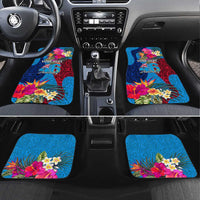 Personalised Tuvalu Independence Day Car Mats 1st October 46th Anniversary Polynesian Jungle Flower LT03 Set 4pcs Blue - Polynesian Pride