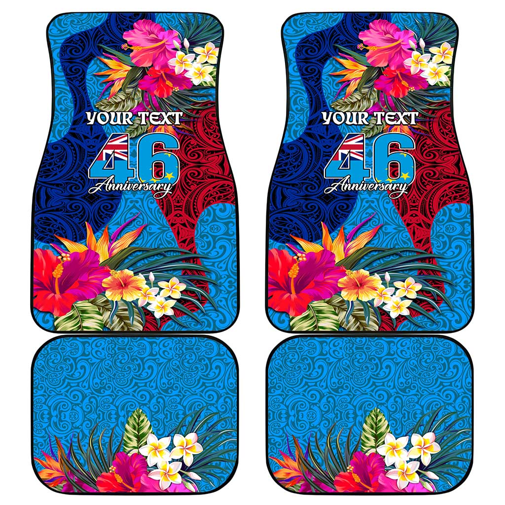 Personalised Tuvalu Independence Day Car Mats 1st October 46th Anniversary Polynesian Jungle Flower LT03 - Polynesian Pride