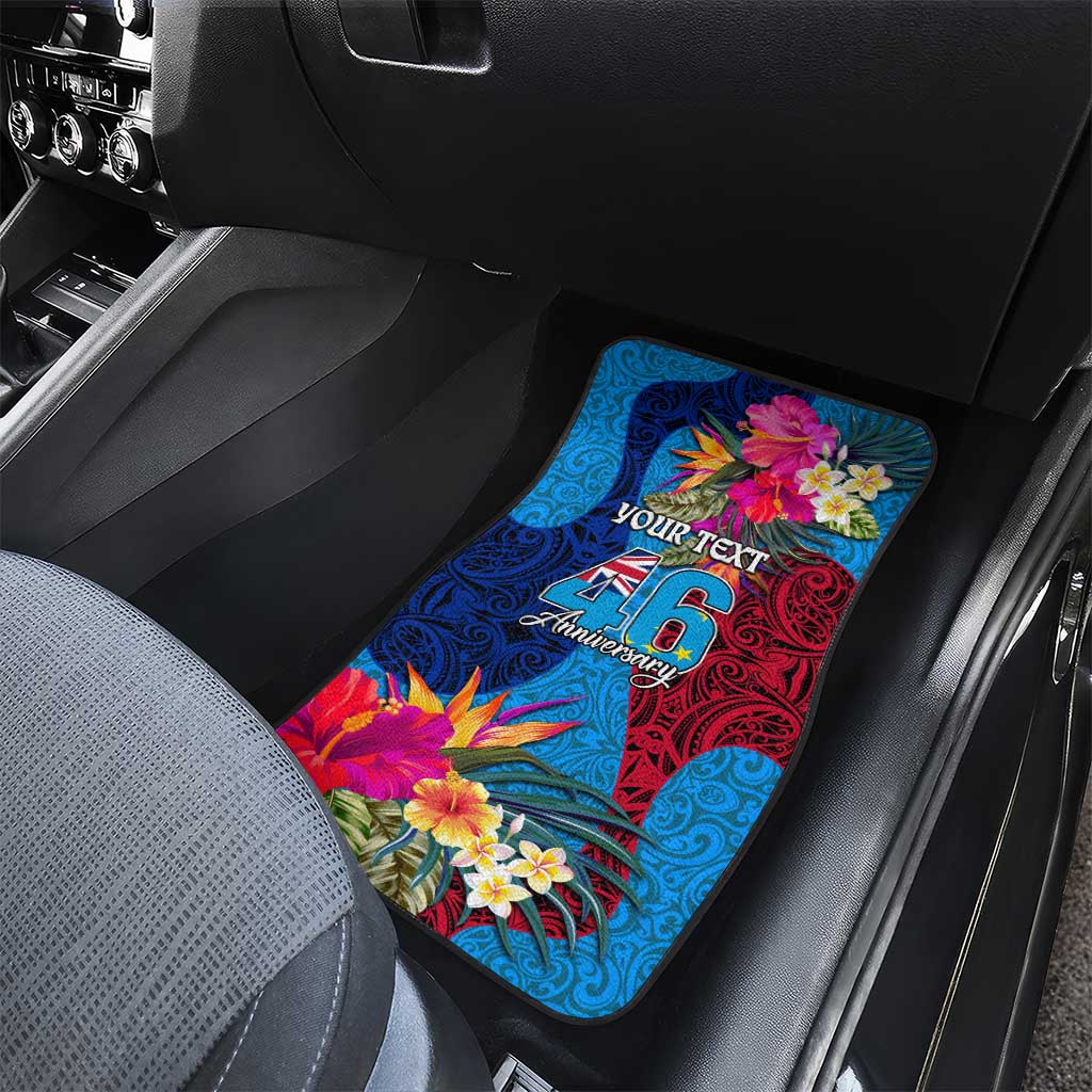 Personalised Tuvalu Independence Day Car Mats 1st October 46th Anniversary Polynesian Jungle Flower LT03 - Polynesian Pride