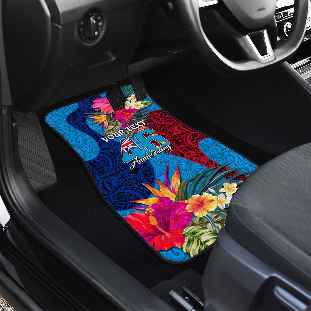 Personalised Tuvalu Independence Day Car Mats 1st October 46th Anniversary Polynesian Jungle Flower LT03 - Polynesian Pride