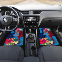 Personalised Tuvalu Independence Day Car Mats 1st October 46th Anniversary Polynesian Jungle Flower LT03 Set 2pcs - Front Blue - Polynesian Pride