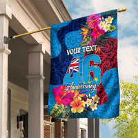 Personalised Tuvalu Independence Day Garden Flag 1st October 46th Anniversary Polynesian Jungle Flower LT03 House Flag Blue - Polynesian Pride