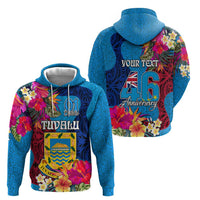 Personalised Tuvalu Independence Day Hoodie 1st October 46th Anniversary Polynesian Jungle Flower LT03 - Polynesian Pride