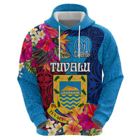 Personalised Tuvalu Independence Day Hoodie 1st October 46th Anniversary Polynesian Jungle Flower LT03 - Polynesian Pride