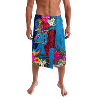 Personalised Tuvalu Independence Day Lavalava 1st October 46th Anniversary Polynesian Jungle Flower LT03 Blue - Polynesian Pride