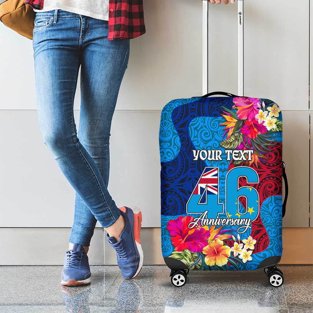 Personalised Tuvalu Independence Day Luggage Cover 1st October 46th Anniversary Polynesian Jungle Flower LT03 - Polynesian Pride