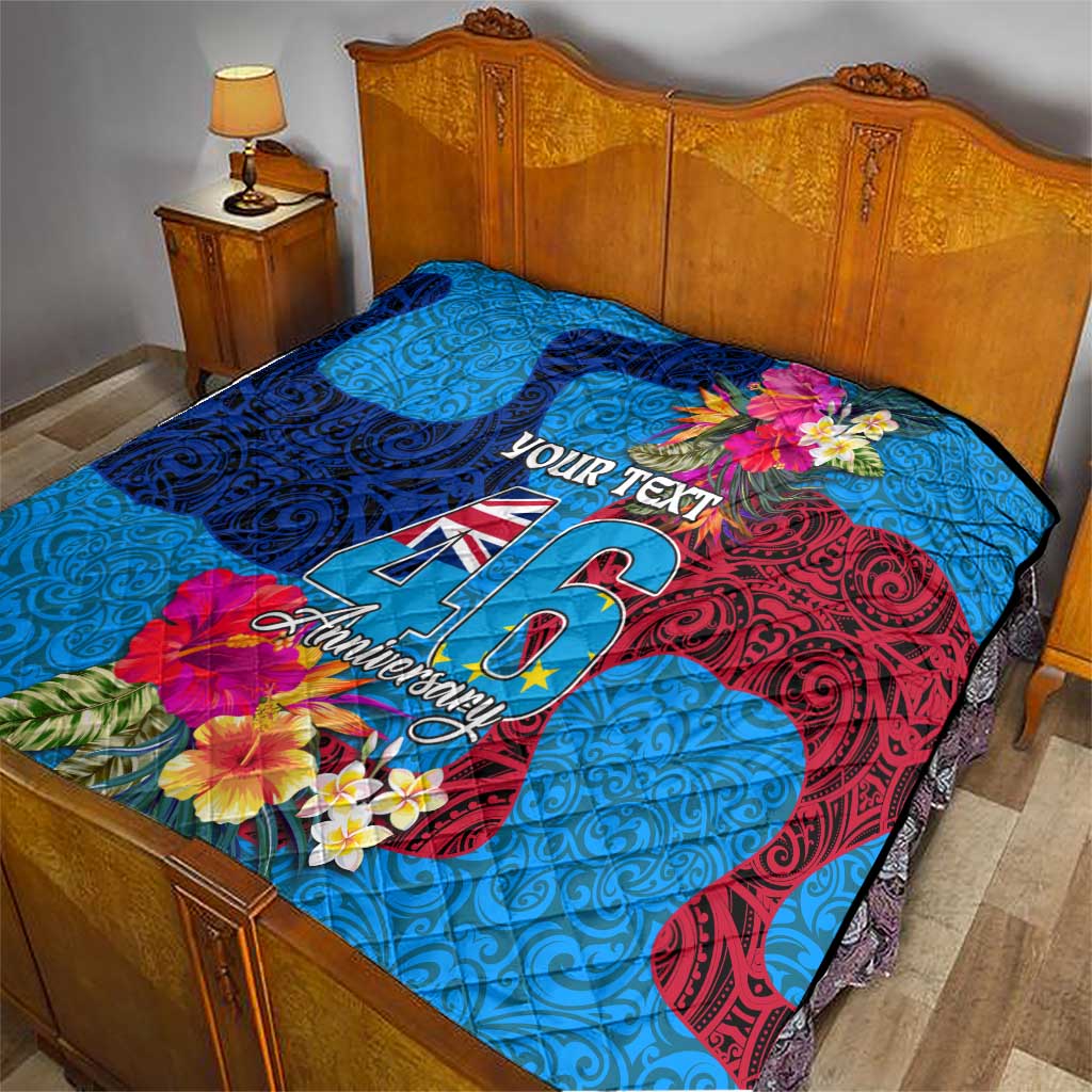 Personalised Tuvalu Independence Day Quilt 1st October 46th Anniversary Polynesian Jungle Flower LT03 - Polynesian Pride