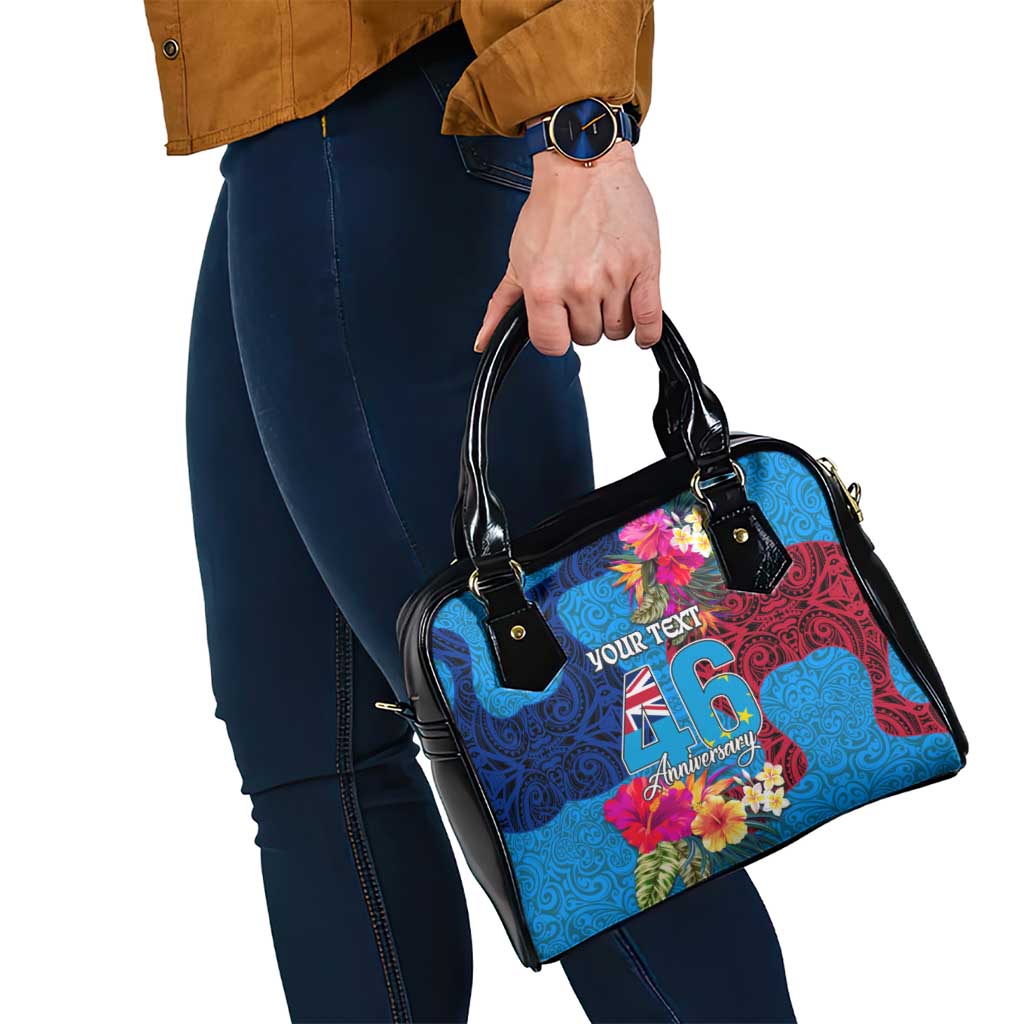 Personalised Tuvalu Independence Day Shoulder Handbag 1st October 46th Anniversary Polynesian Jungle Flower LT03 - Polynesian Pride