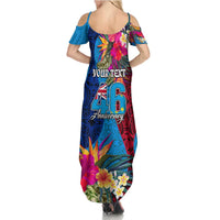 Personalised Tuvalu Independence Day Summer Maxi Dress 1st October 46th Anniversary Polynesian Jungle Flower LT03 - Polynesian Pride