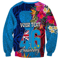 Personalised Tuvalu Independence Day Sweatshirt 1st October 46th Anniversary Polynesian Jungle Flower LT03 - Polynesian Pride