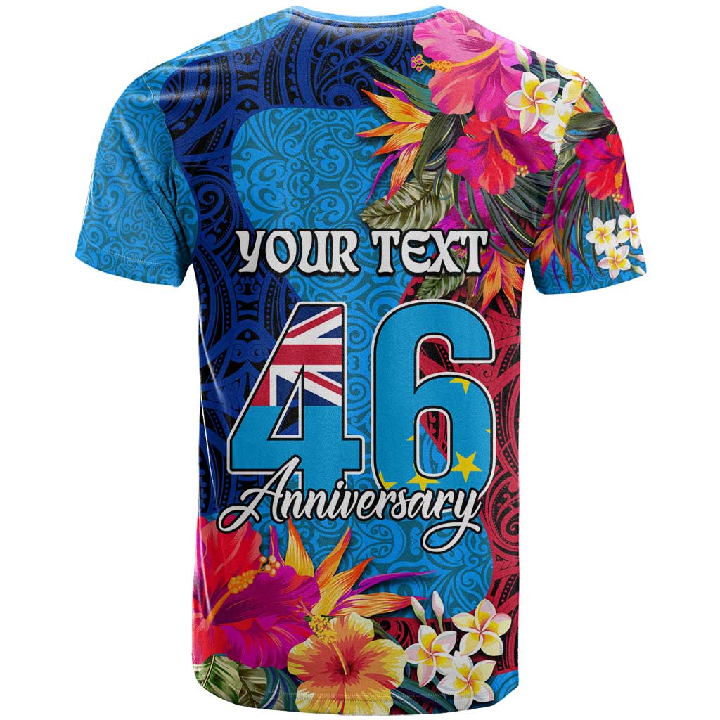 Personalised Tuvalu Independence Day T Shirt 1st October 46th Anniversary Polynesian Jungle Flower LT03 - Polynesian Pride