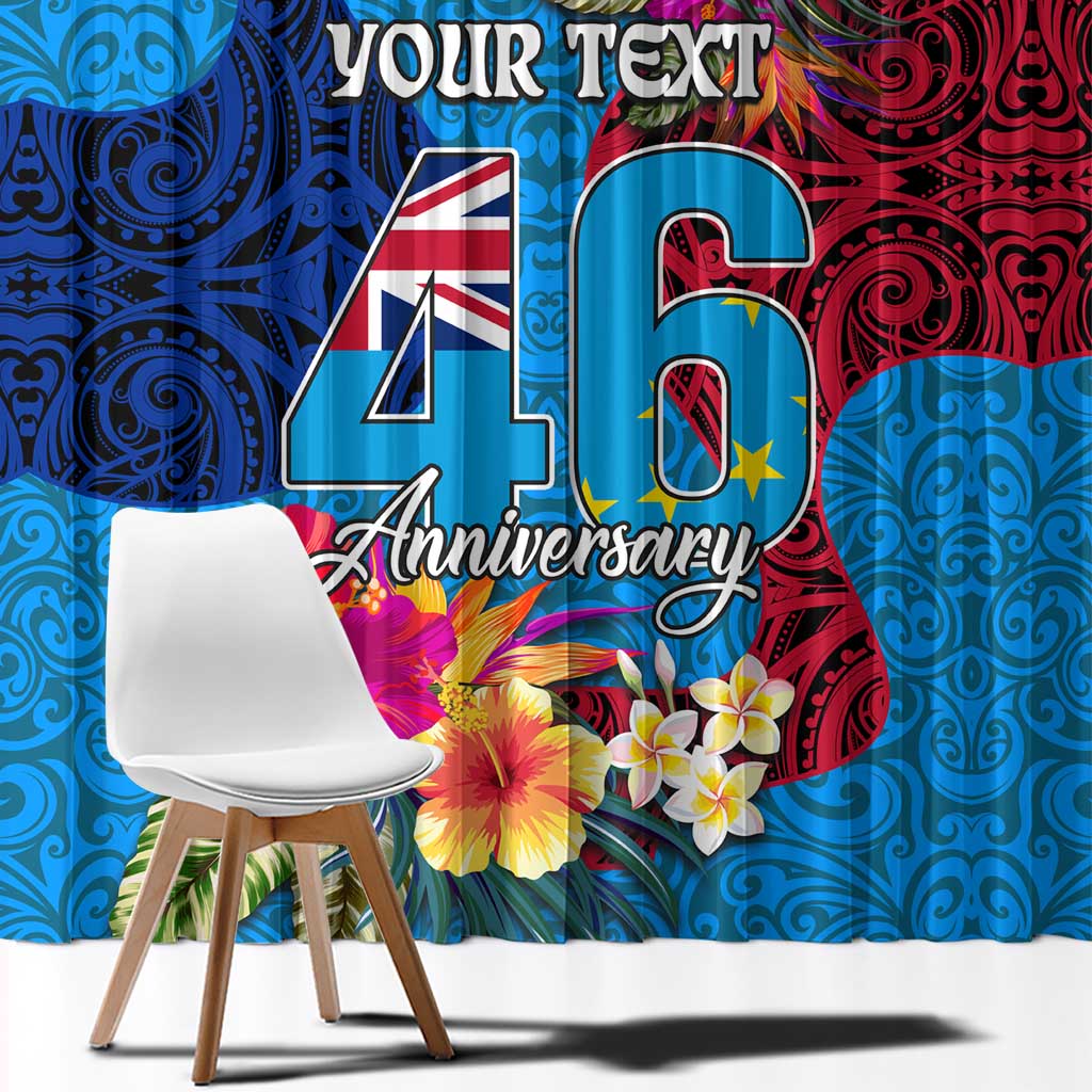 Personalised Tuvalu Independence Day Window Curtain 1st October 46th Anniversary Polynesian Jungle Flower LT03 - Polynesian Pride