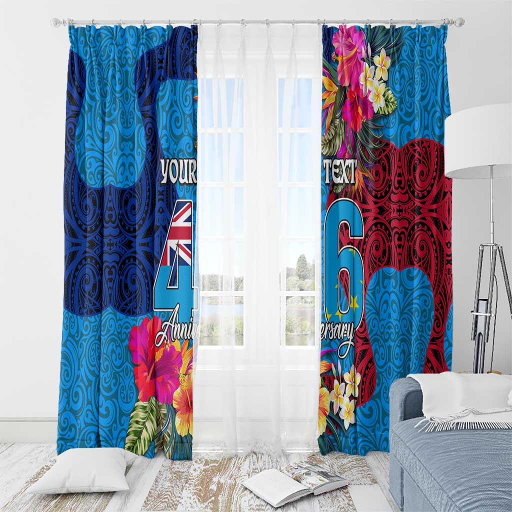 Personalised Tuvalu Independence Day Window Curtain 1st October 46th Anniversary Polynesian Jungle Flower LT03 - Polynesian Pride