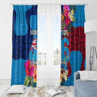 Personalised Tuvalu Independence Day Window Curtain 1st October 46th Anniversary Polynesian Jungle Flower LT03 - Polynesian Pride