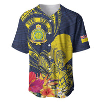 Niue Independence Day Baseball Jersey Hiapo Pattern Hibiscus Plumeria and Uga LT03 Yellow - Polynesian Pride