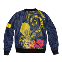 Niue Independence Day Bomber Jacket Hiapo Pattern Hibiscus Plumeria and Uga LT03 - Polynesian Pride