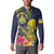 Niue Independence Day Button Sweatshirt Hiapo Pattern Hibiscus Plumeria and Uga